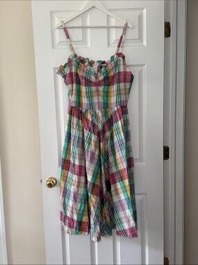 Polo Ralph Lauren Ruffle-trim Cotton Madras Dress NWT